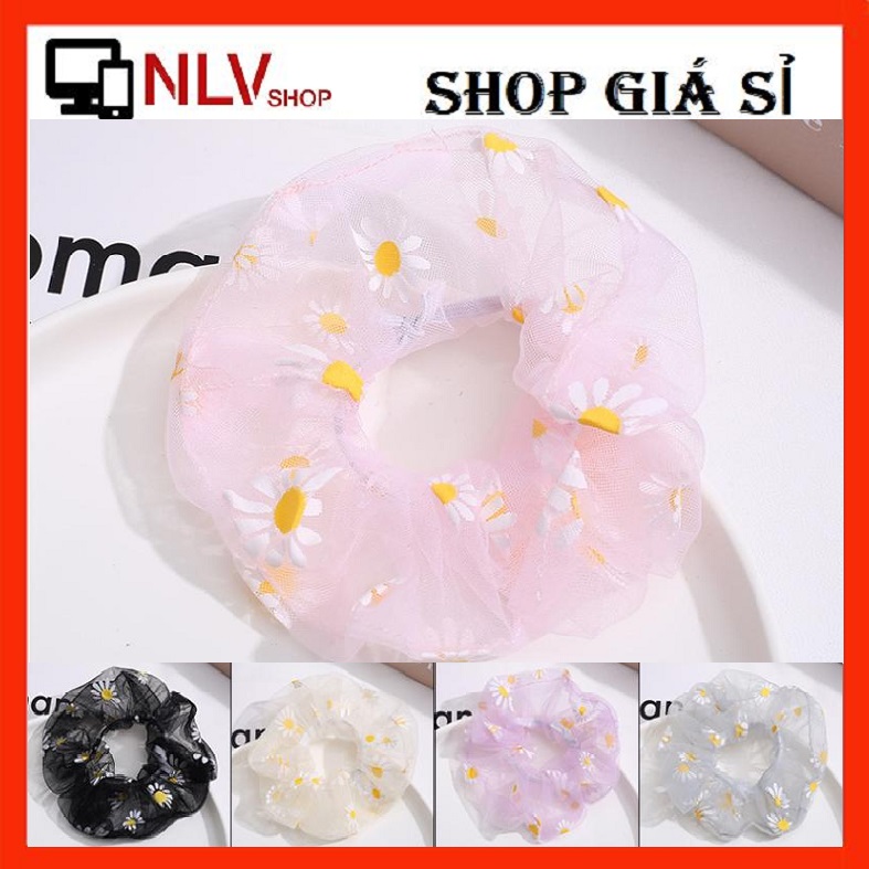 Buộc tóc hoa cúc vải lưới siêu cute