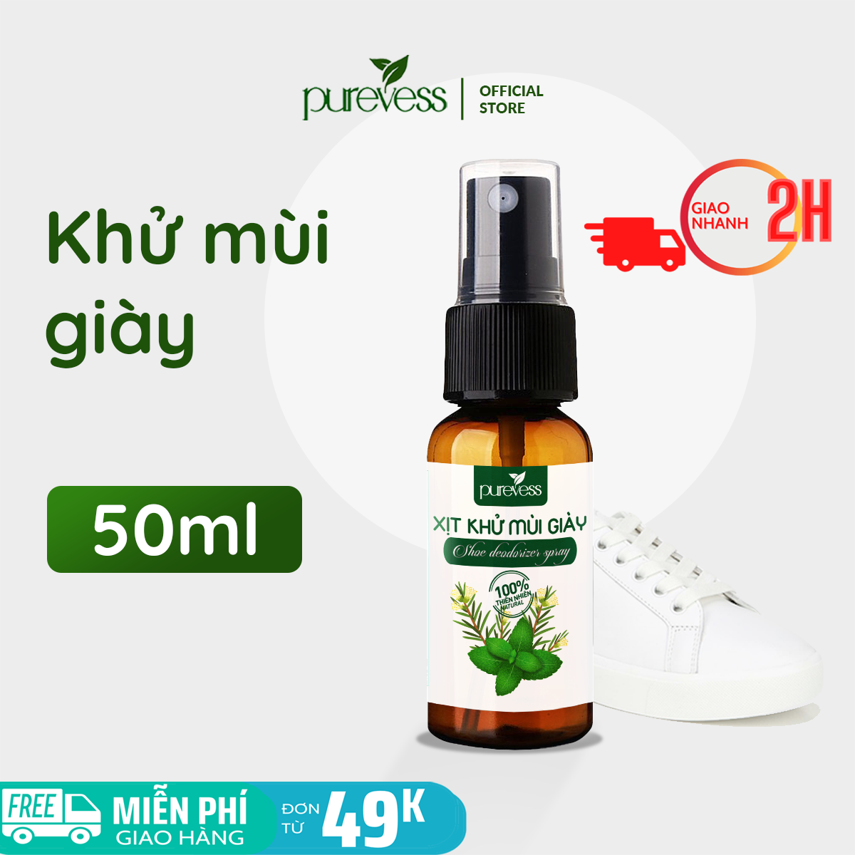 Xịt khử mùi giày, khử mùi giày thể thao, xịt thơm giày – Purevess gian hàng chính hãng