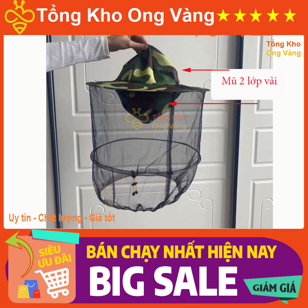 FreeShip Max MŨ BẢO HỘ NUÔI BẮT ONG 2 LỚP