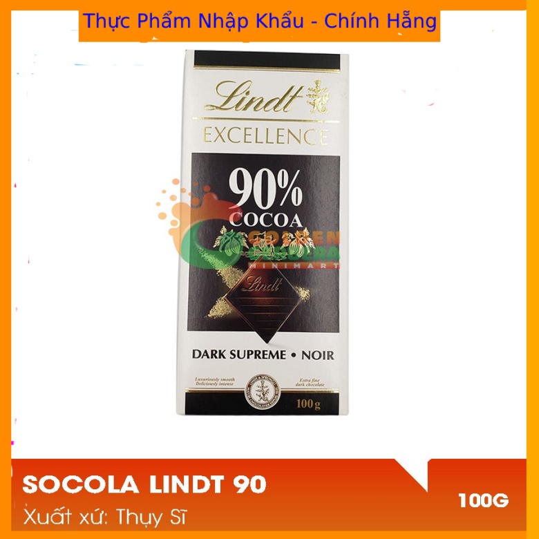 Socola Lindt Excellence 90% cacao Nhập Khẩu Thụy Sỹ Thanh 100G