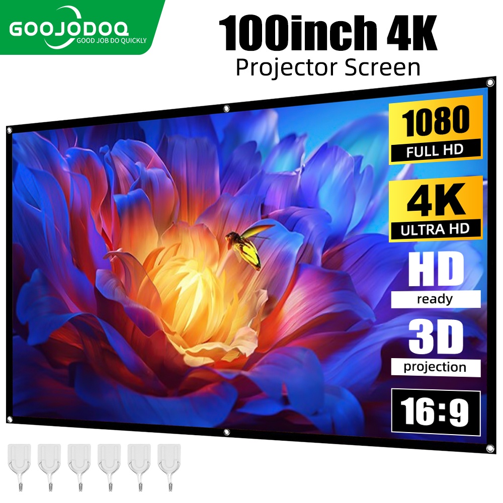 Màn Hình Máy Chiếu GOOJODOQ 80 100 Inch Màn chiếu phản quang dán tường cao cấp Cho Gia Đình Văn Phòng Ngoài Trời Màn Chiếu 3D HD Di Động