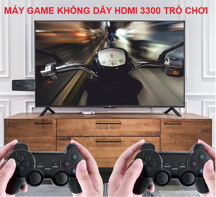 Máy Chơi Game Arcade GBA PSP, Hơn 3300 Trò Chơi Cổng HDMI Tivi Độ Phân Giải 4K - Kèm 2 Tay Cầm Chơi Game Không Dây