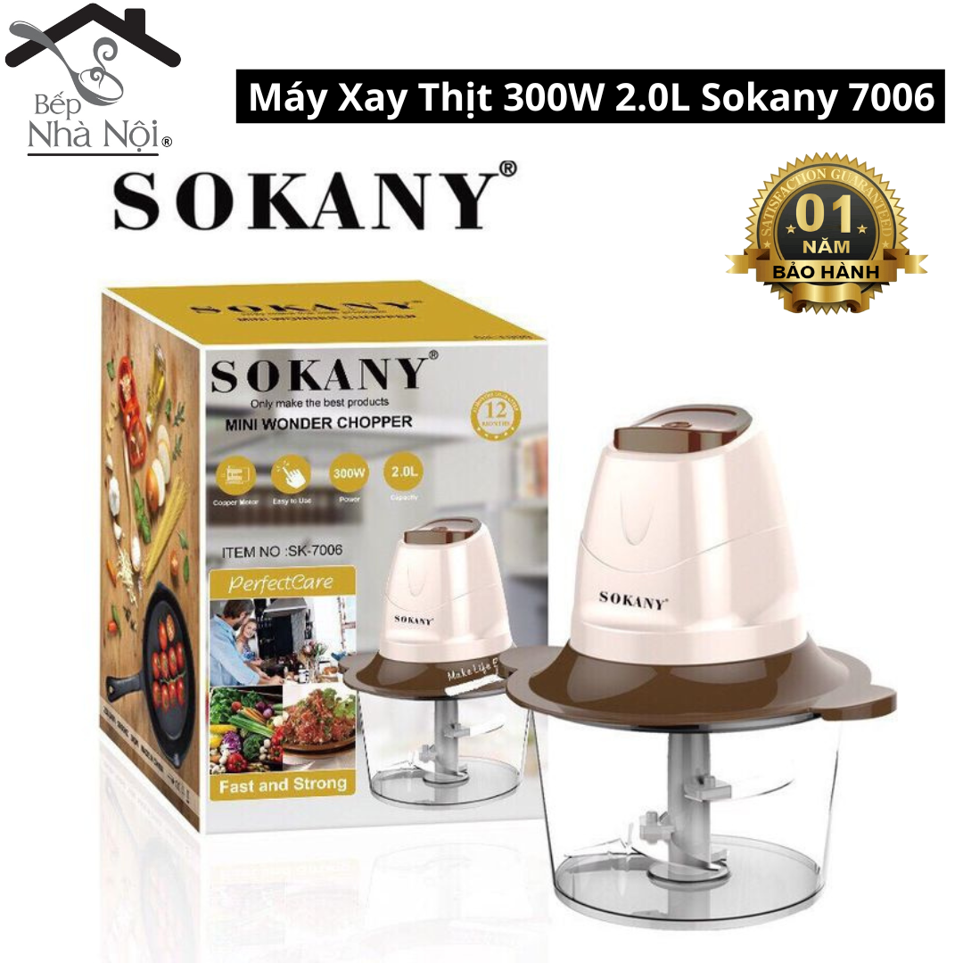 Máy xay thịt đa năng sokany 300w sk-7006 2l, máy xay thịt , xay hạt, xay sinh tố 2 tầng lưỡi siêu bền, tốc độ mạnh mẽ ,bảo hành 1 năm