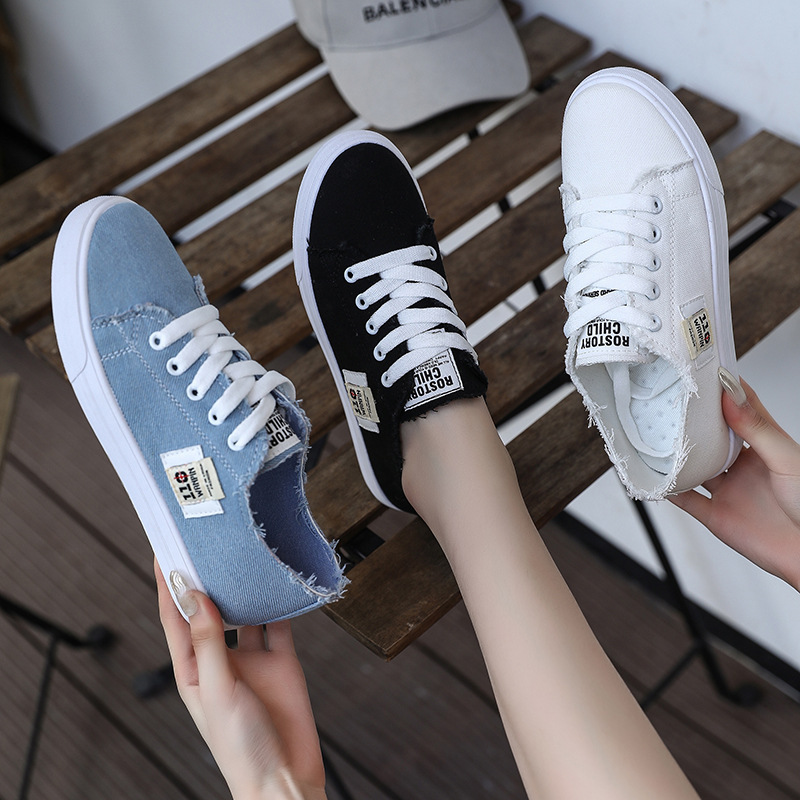 Giày lười nữ giày lười vải đế cao su mềm cao 2p