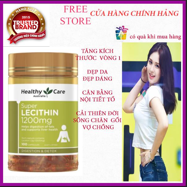 [HCM]Viên Uống Mầm Đậu Nành Healthy Care Super Lecithin Tăng Vòng 1 Đẹp Da Cân Bằng Nội Tiết Tố Hộp 100 Viên