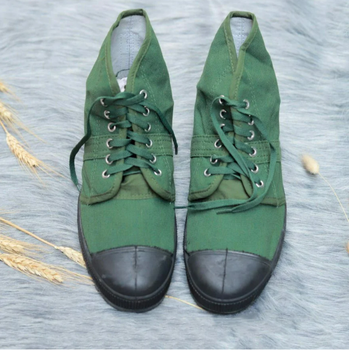 GIÀY VẢI BỘ ĐỘI, GIÀY VẢI LÍNH CAO CỔ Đủ Kích Cỡ Màu xanh bộ đội