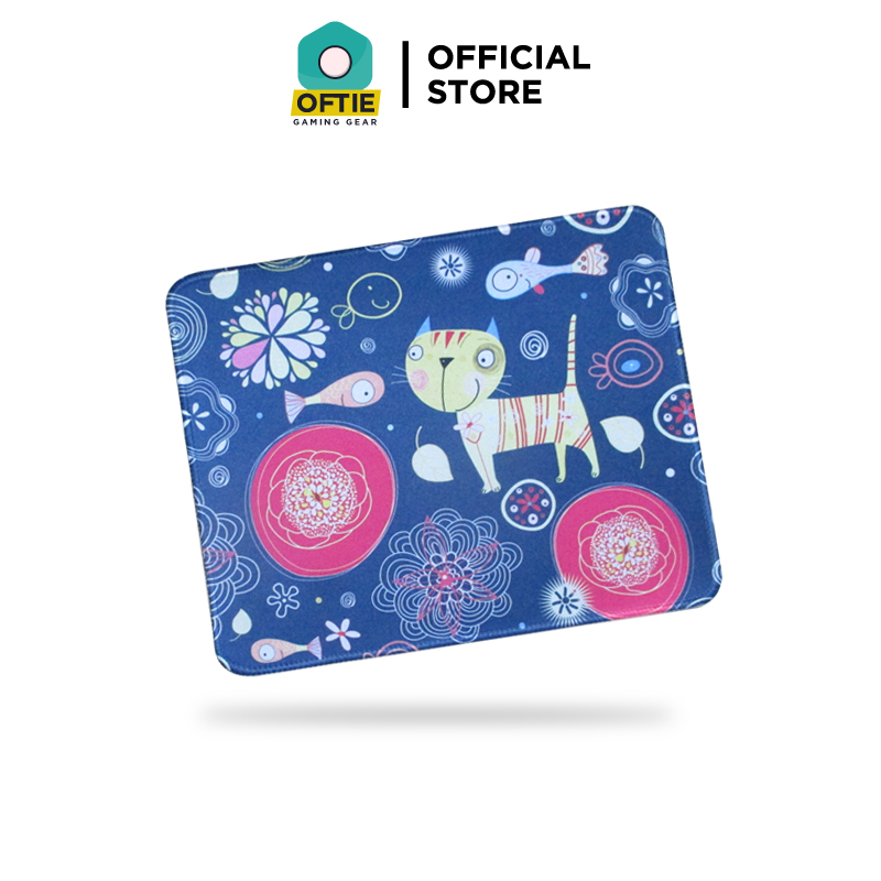 Miếng lót chuột cute 21x26cm chú mèo hoa dày dặn 2mm