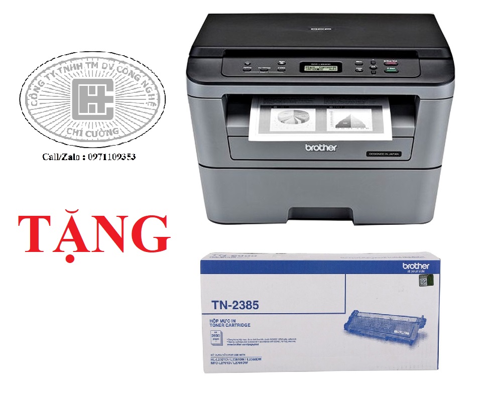 Máy in laser Brother DCP-L2520D ( In, Scan, Copy ) + Tặng hộp mực TN2385 - Hàng Chính Hãng