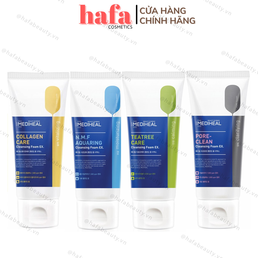 Sữa Rửa Mặt Dịu Nhẹ, Có pH Thấp Mediheal Cleansing Foam 170ml (Teatree Care, Pore-Clean, N.M.F Aquaring, Collagen) _ Mediheal Chính Hãng