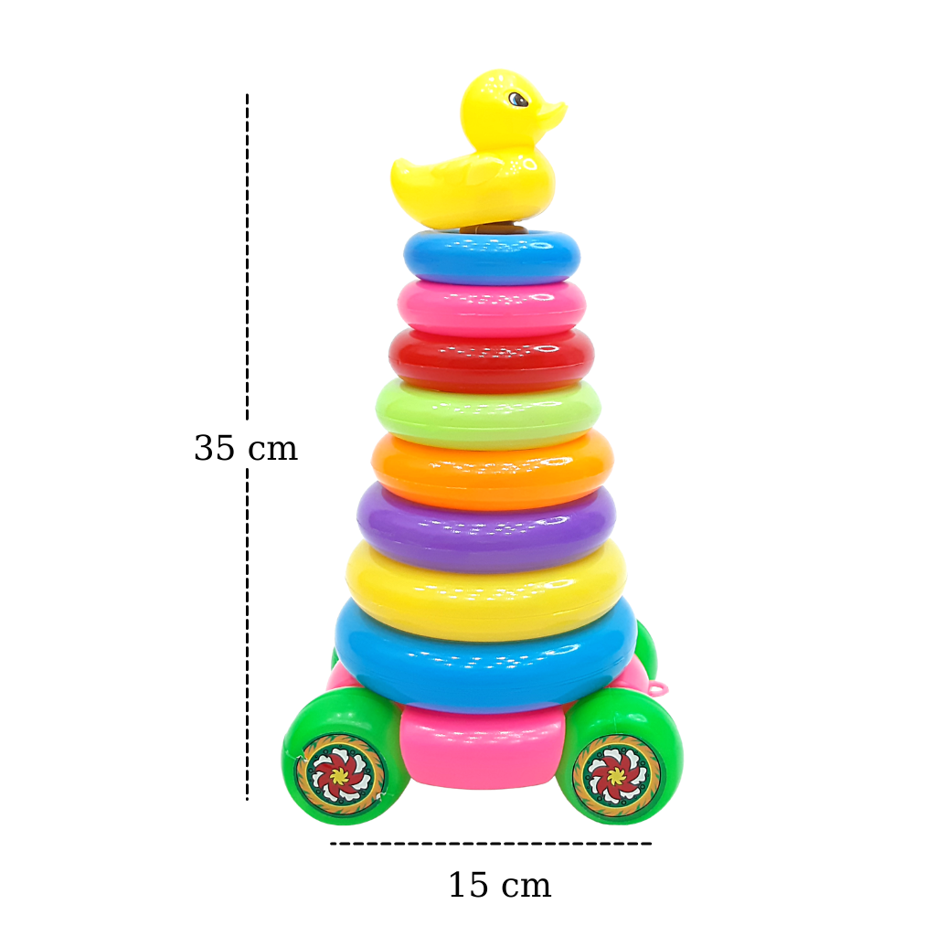 Đồ chơi xếp tháp vòng vịt có bánh xe HT078
