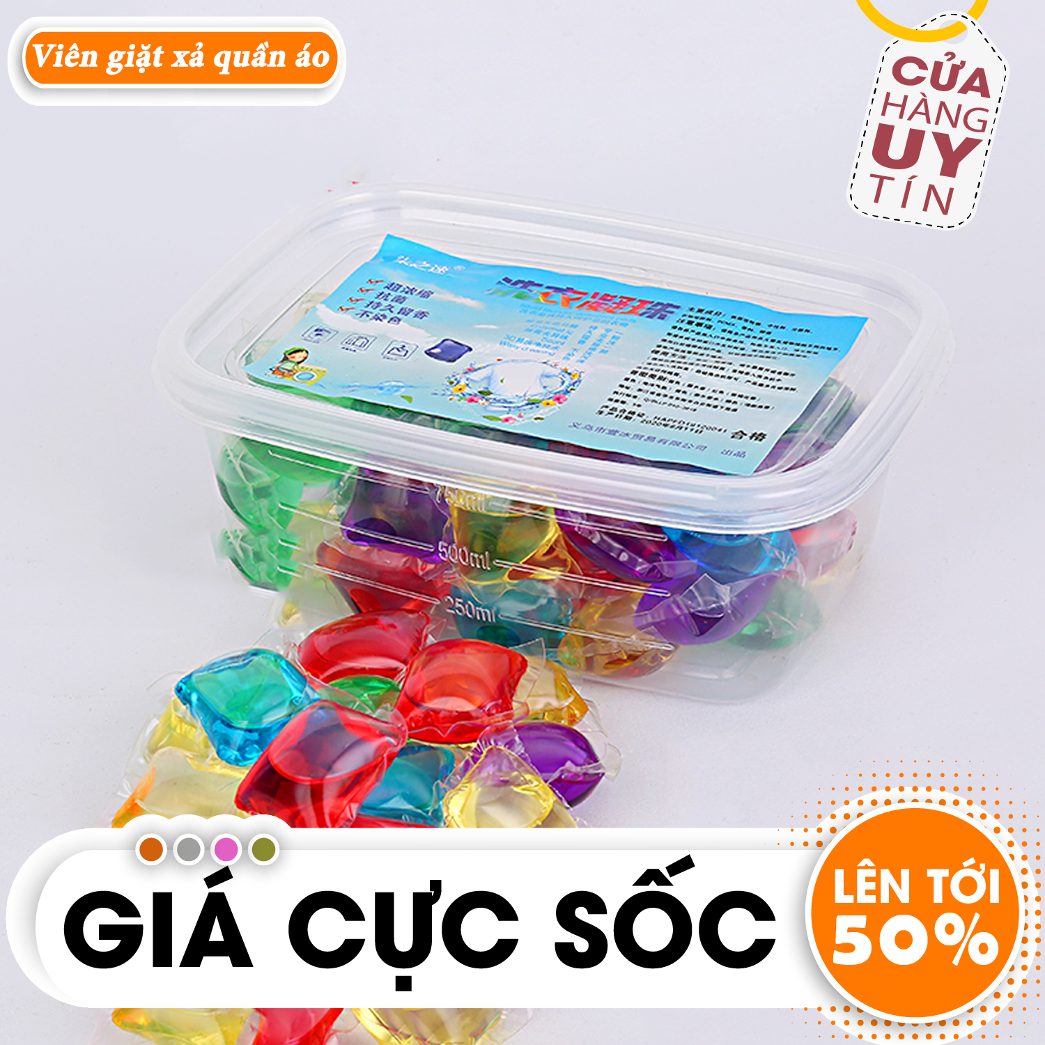Hộp 30 viên giặt xả quần áo, bóng xả quần áo, chuyên dụng cho các loại máy giặt, dễ dàng sử dụng- Hương thơm đa dạng, giúp quần áo sạch-thơm