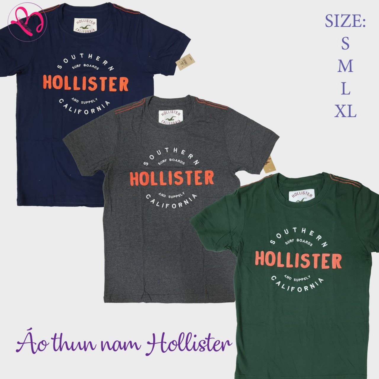 Áo thun nam Hollister xuất xịn size S,M,L,XL