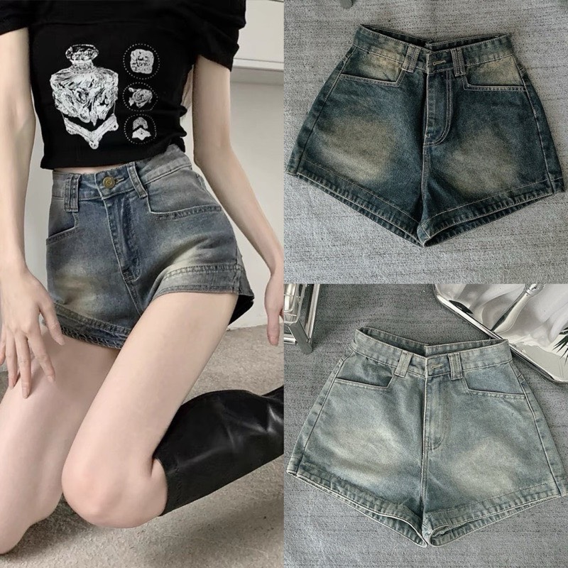 Quần sooc bò,quần jean đùi bazic lưng cao co dãn hàng đẹp loại