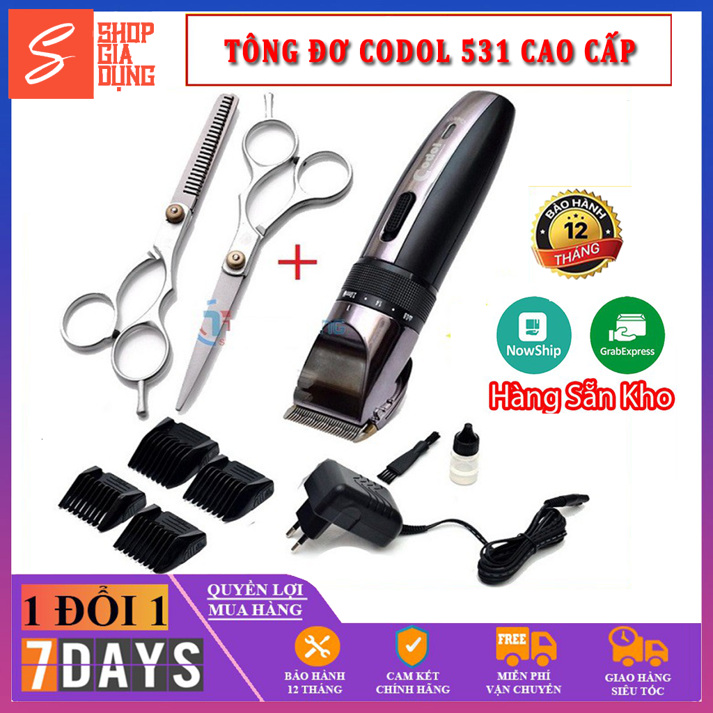 ❄️ tông đơ cắt tóc hàn quốc codol 531 tặng kèm bộ kéo cắt tỉa ❄️