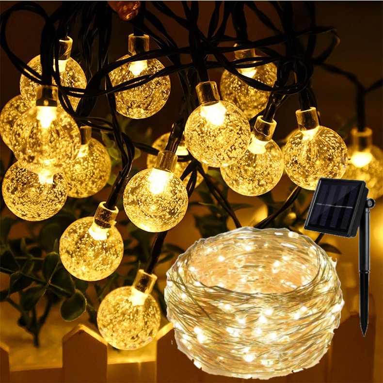 Đèn led dây năng lượng mặt trời 8 chế độ nháy-tự động bật tắt trang trí ngoài trời
