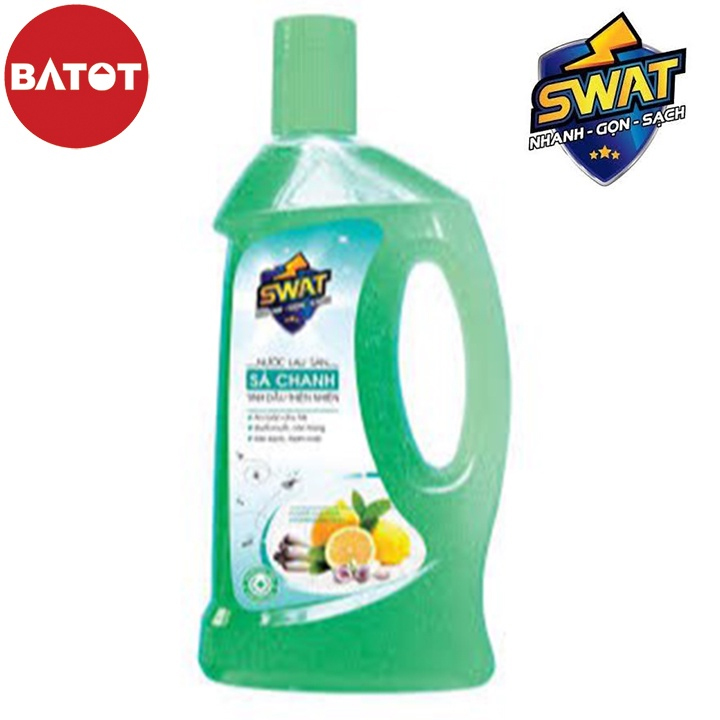 Nước lau sàn Swat tinh dầu chanh sả chai 1 Lít - Đuổi muỗi, côn trùng, an toàn cho bé yêu