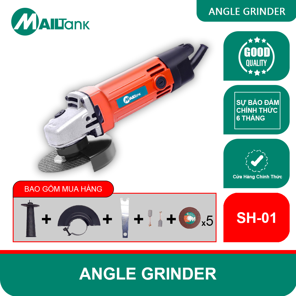 MaiLTank Máy mài cầm tay màu đỏ 600W máy mài góc mini máy cắt sắt cầm tay Thích hợp cho Gia đình máy cắt cầm tay Tặng kèm 5 miếng cắt máy cắt sắt cầm tay SH01