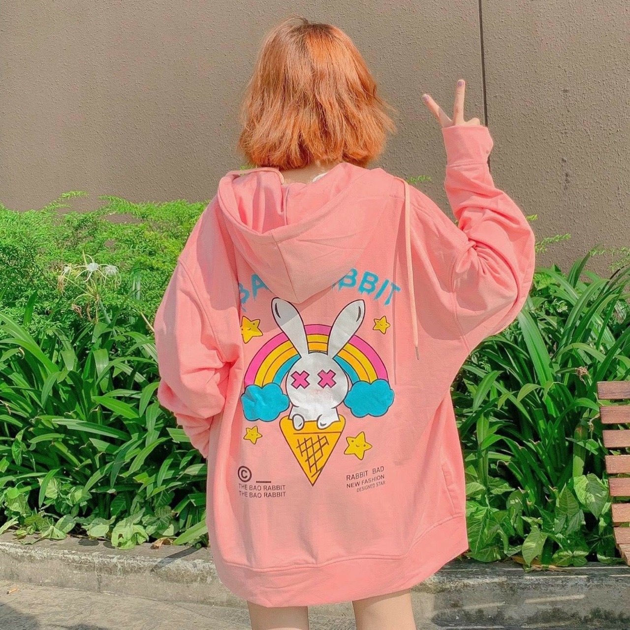 [Có Video] Áo Khoác Hoodie Bad Rabbit Form Rộng In Hình Unisex in hình chống nắng siêu tốt