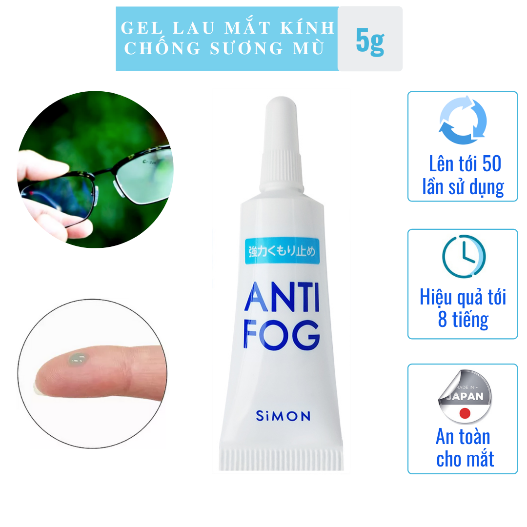 Gel lau kính chống sương mù ANTI FOG chống bám hơi nước mắt kính cận, kính râm, kính mát, an toàn cho mắt, hương thơm dịu nhẹ, hiệu quả tới 8 tiếng