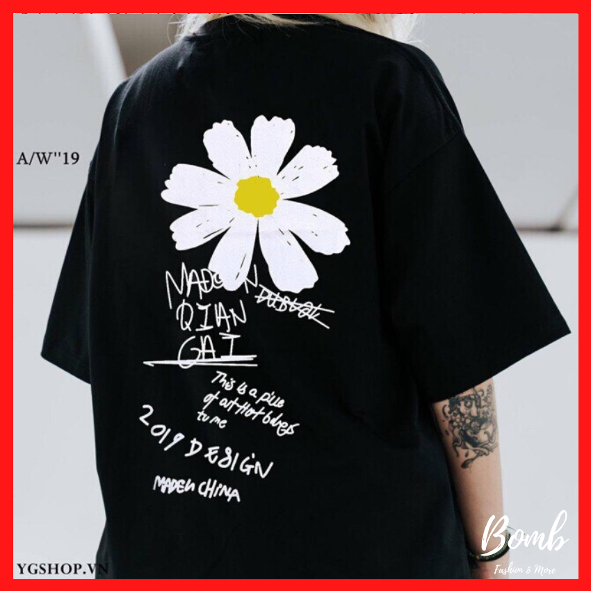 Sale hot! Áo thun nam nữ form rộng tay lỡ (40-70kg) in hình hoa cúc 3 màu cực đẹp, áo phông dáng rộng siêu hot hit giá rẻ