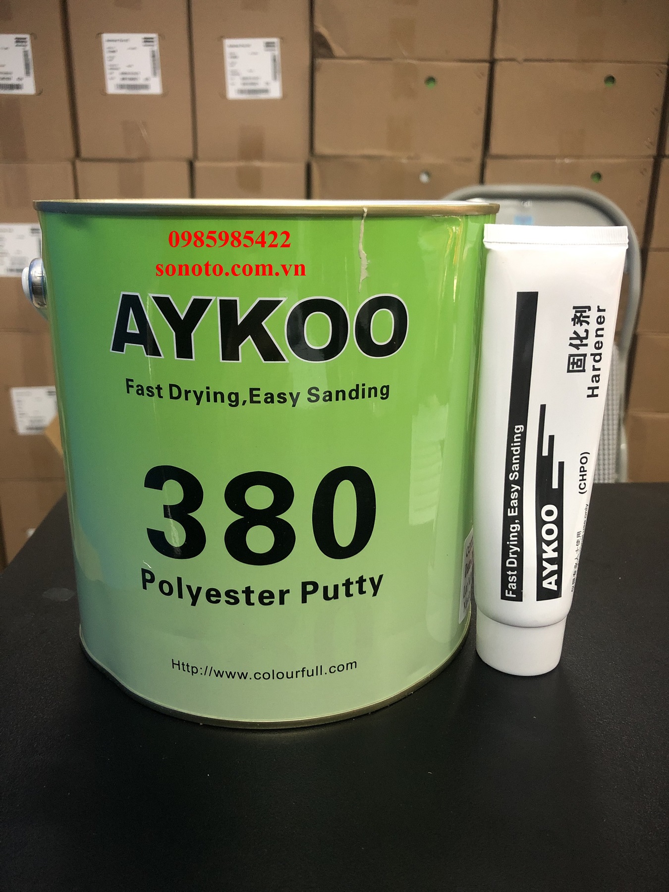 BỘT - BẢ MATIT TRÁM TRÉT KIM LOẠI - NHỰA ĐA DỤNG POLYESTER PUTTY YAKOO-AYKOO 380 4KG SONQUANGPHU422
