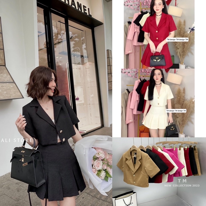 Set bộ rời áo croptop phối kèm chân váy hàng qc xin sò freesize dưới 55kg