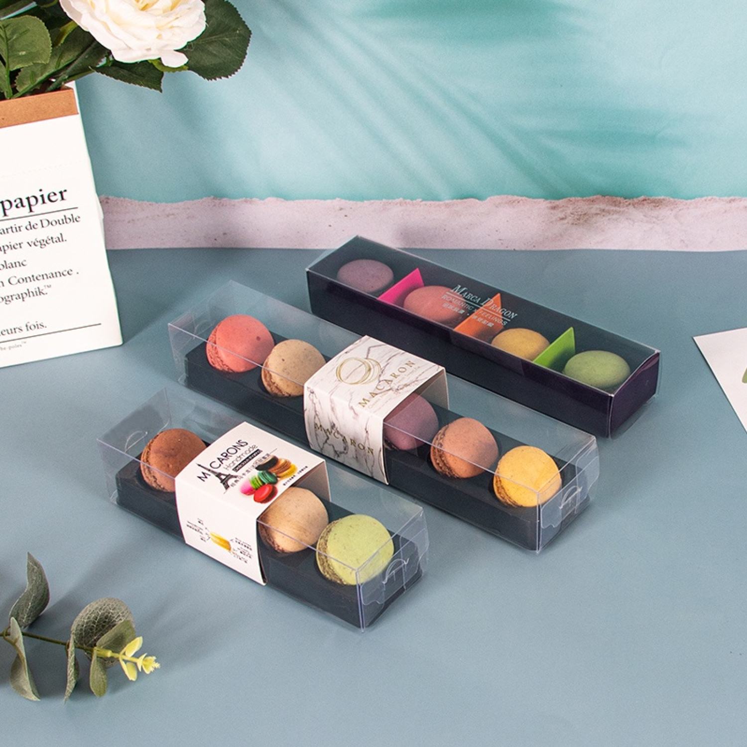 Hộp Đựng Bánh Macaron Mica Trong Suốt Trang Trí Làm Quà Tặng Sang Trọng
