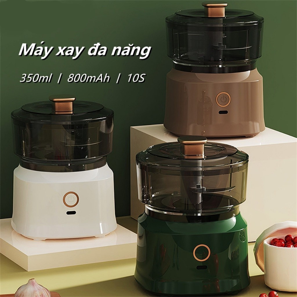 Máy xay thịt, Xay Tỏi Ớt Mini Đa Năng Cầm Tay 350ml, Cối Xay Thực Phẩm Nhà Bếp Sử Dụng Pin Sạc 1200mAh Cổng Sạc Type-C