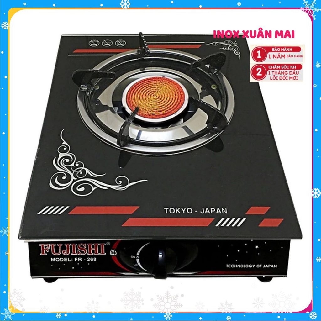 Bếp gas đơn hồng ngoại và đầu đốt nhôm kính cường lực cao cấp fujishi siêu tiết kiệm ga