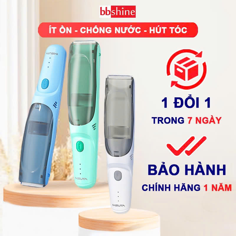  Tông đơ cắt tóc cho bé cực êm khi bé ngủ có hút tóc Tăng đơ cắt tóc cho bé cao cấp Misuta chống nước BBShine - DT004 