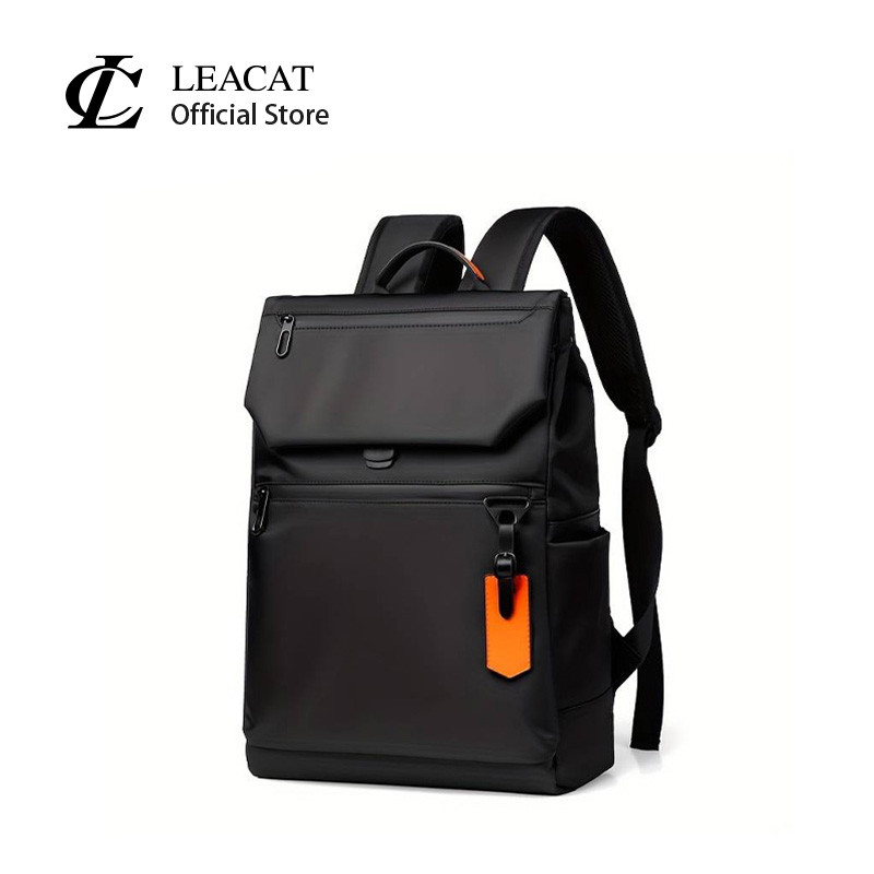 Leacat Men backpack Oxford cloth waterproof 14 15.6inch laptop backpack with usb charging port waterproof zipper Outdoor Travel Bag business backpack (Black)