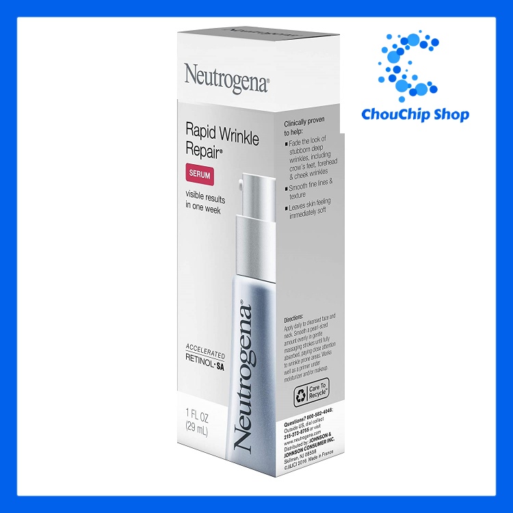 Serum chống lão hóa, đốm đen Neutrogena Rapid Wrinkle Repair Retinol Serum, Hyaluronic Acid, Glycerin 30ml