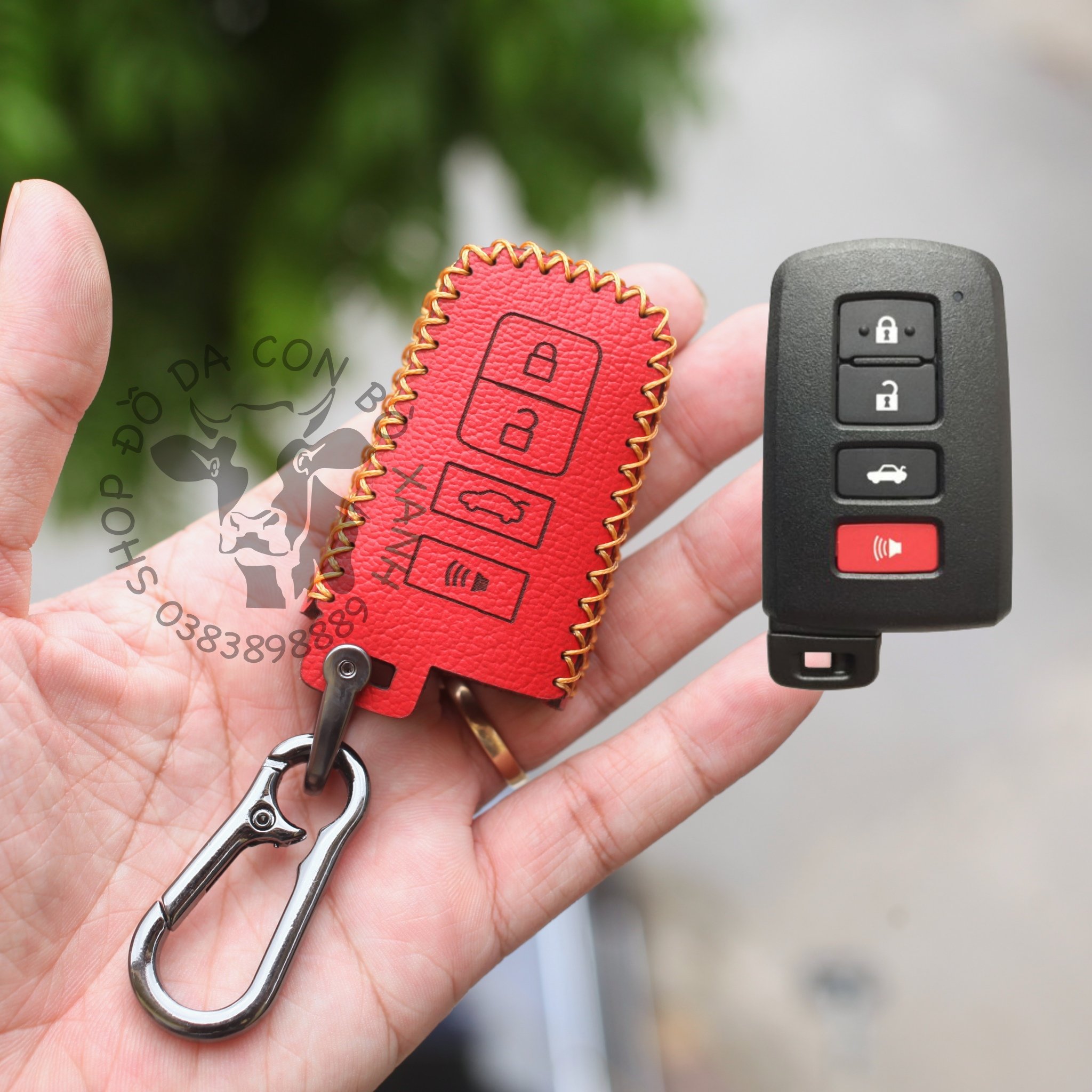 Bao da chìa khoá Toyota Altis 2019, 2020, 2021 Highlander, Camry 2017 handmade da thật 008