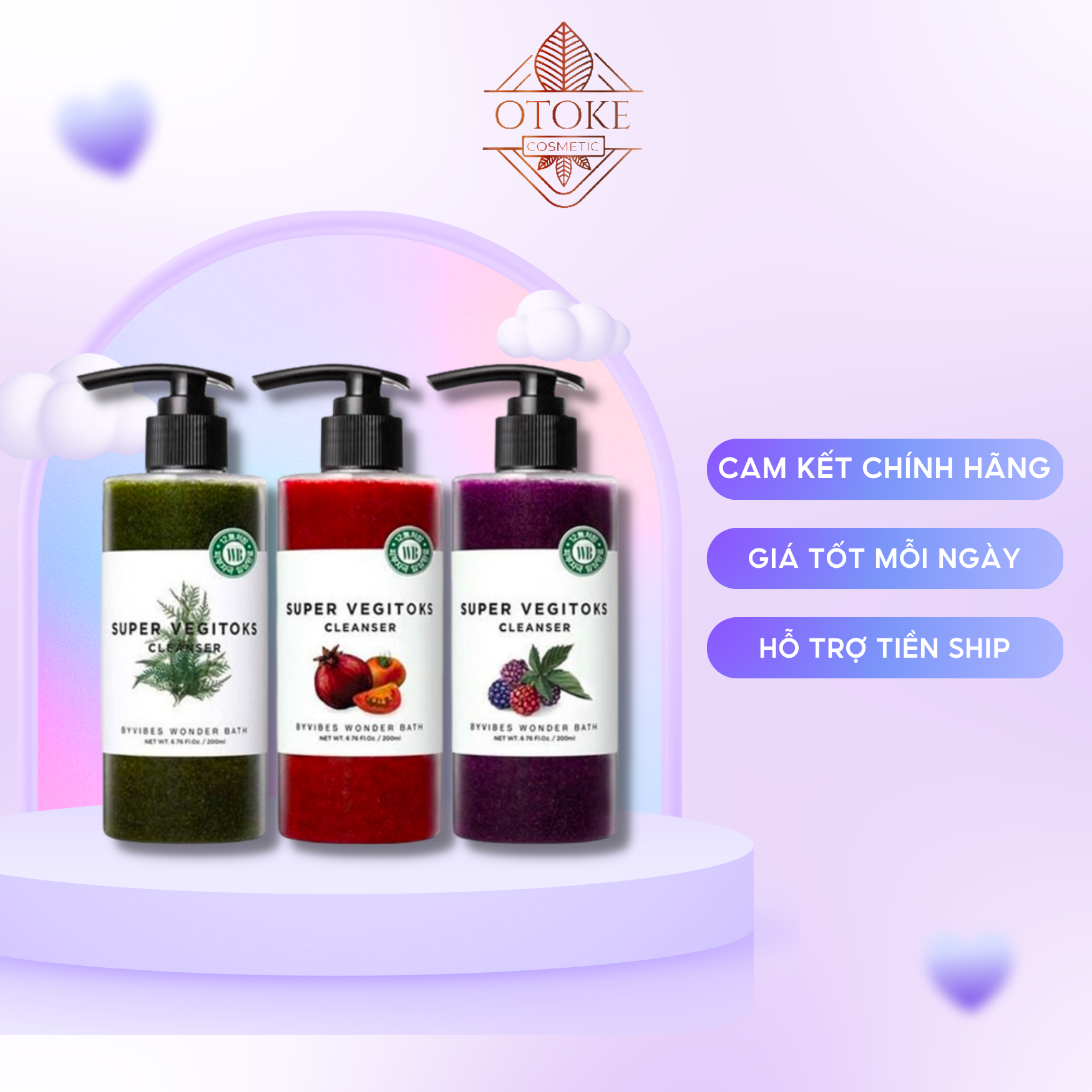 Sữa rửa mặt rau củ thải độc Super vegitoks cleanser Wonder bath Full size - 300 ml