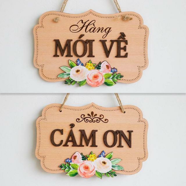 Decor home Bảng gỗ trang trí treo cửa Welcome 2 mặt