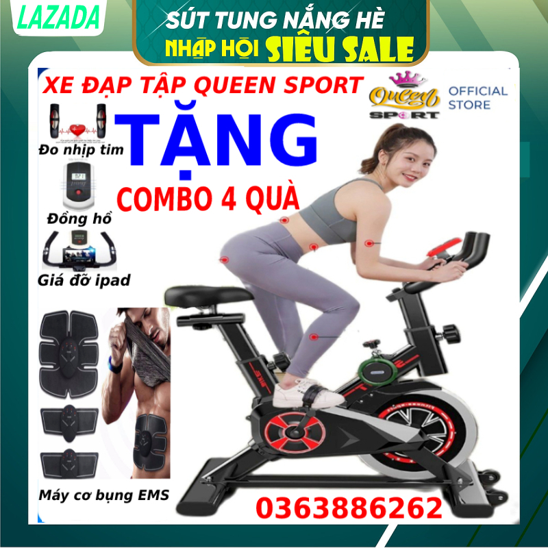 Máy chạy bộ xe đạp tập thể dục tại nhà TOSHIKO X9 SPORT BIKE tặng máy cơ bụng EMS + cảm biến nhịp tim + đồng hồ + giá đỡ iapd điện thoại, bảo hành xe đạp 36 tháng