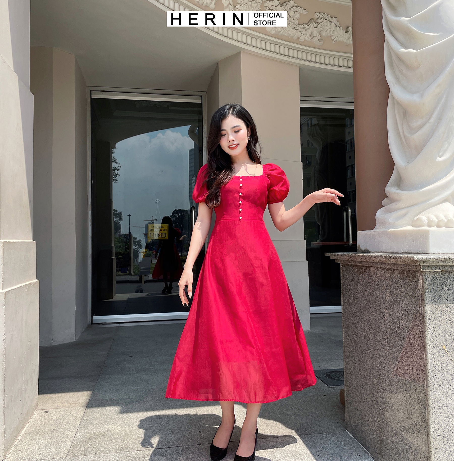 Đầm dự tiệc, chụp kỷ yếu dạo phố tùng váy nữ xòe cực dễ thương vải may 2 lớp]