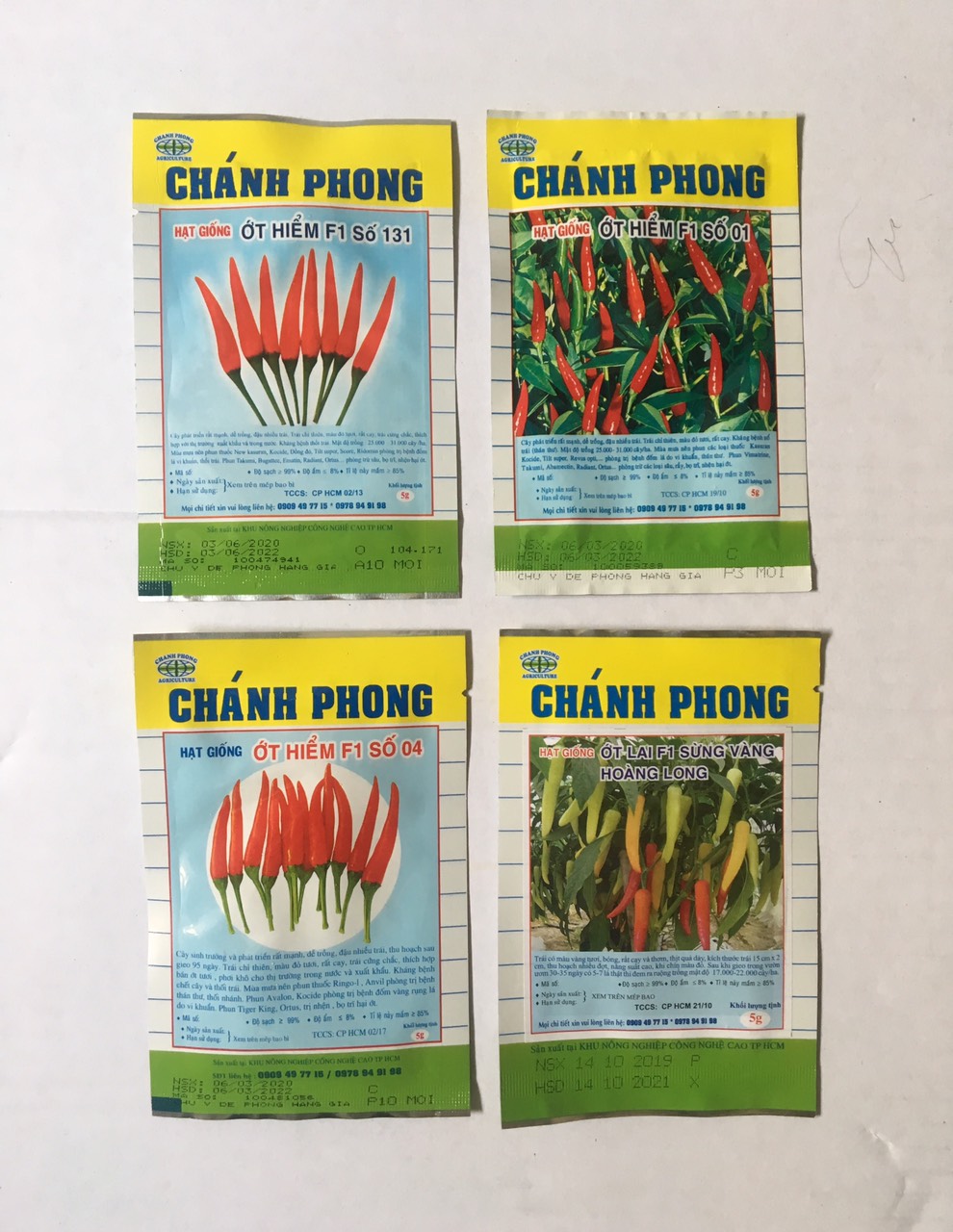 Hạt giống ớt CHÁNH PHONG ( gói lớn 5 gam 1200 hạt , có hàng số 1 , 131 , 4 , sừng vàng )