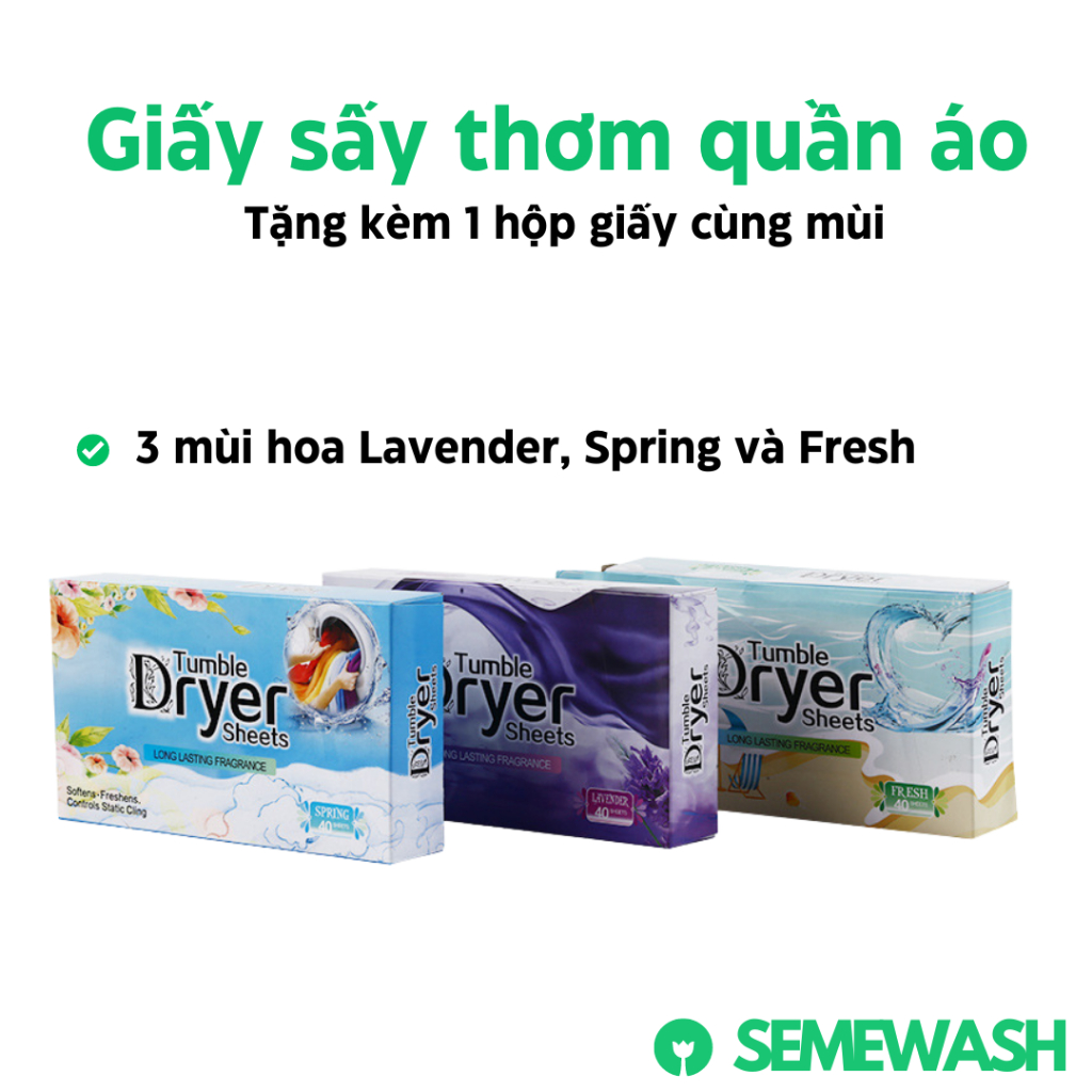 Giấy sấy thơm quần áo Semewash làm thơm quần áo mùi hoa cho mấy sấy tủ loại bỏ mùi hôi Fresh ẩm mốc