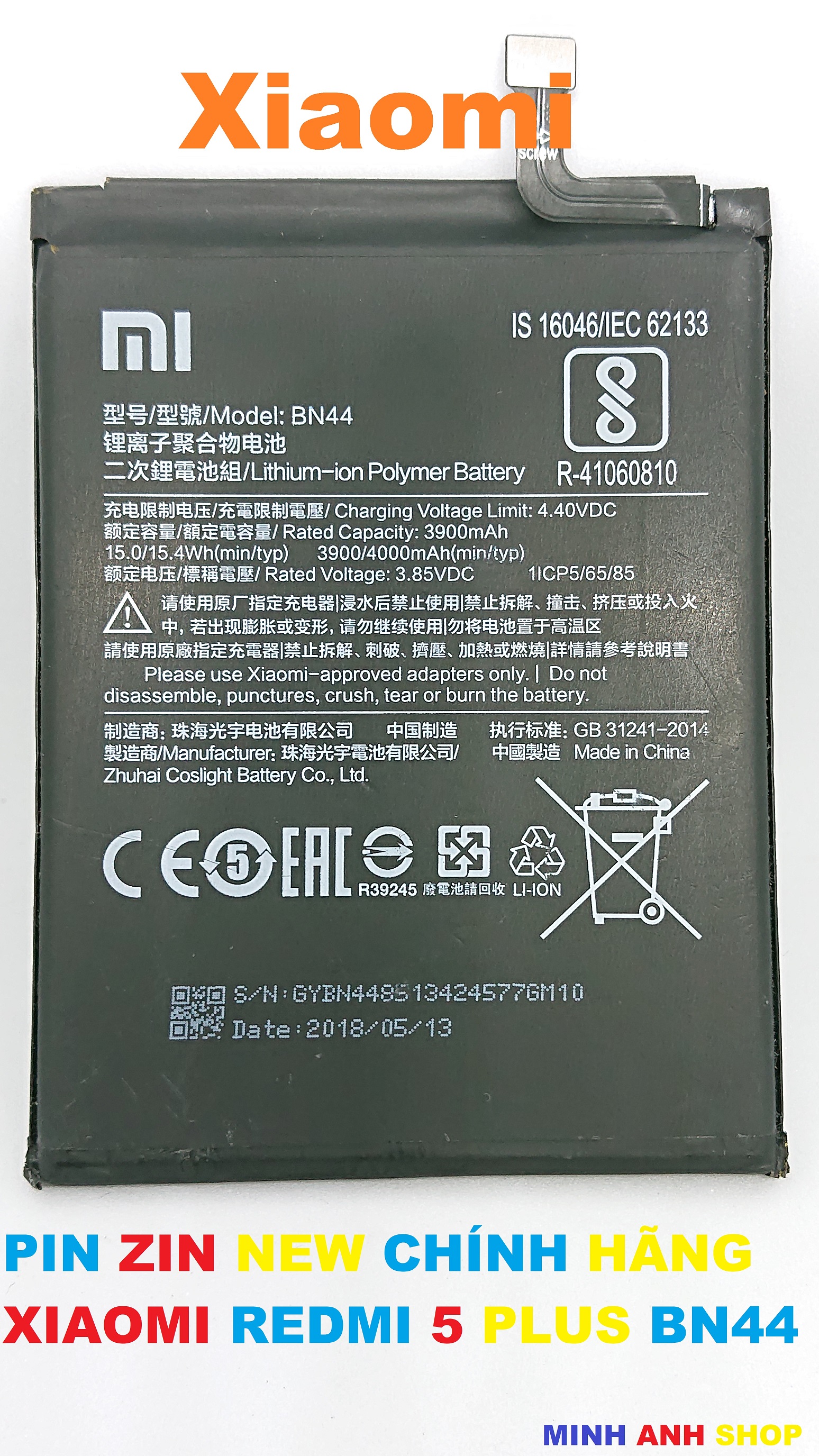✅ pin zin new chính hãng cho xiaomi redmi 5 plus-bn44