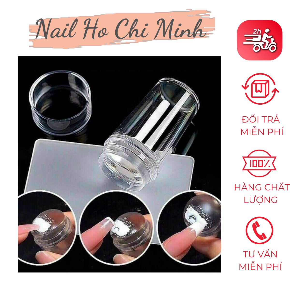 [HCM]Con dấu in móng tay - đầu in nail silicone tạo phen đầu móng loại 1 trong suốt, chất mềm chuyên dụng(tặng kèm tấm gạt)