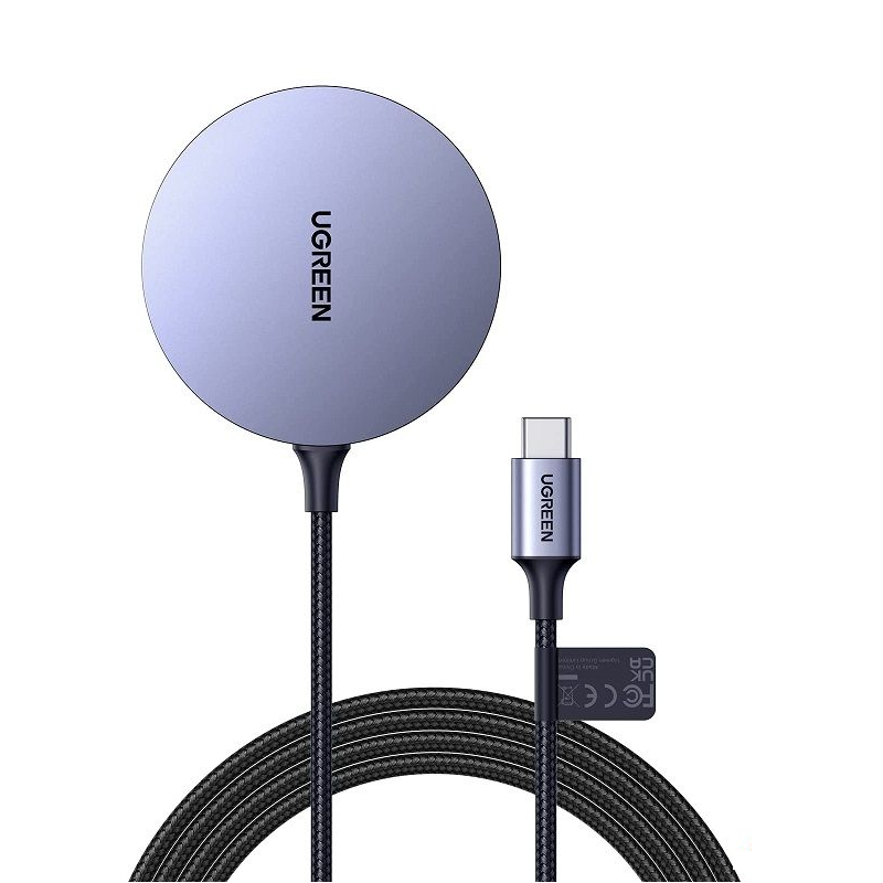 Đế sạc nhanh không dây Magnetic Ugreen 15W màu xám CD245