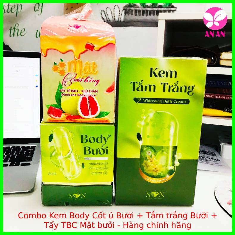 Combo Kem Body Cốt ủ Bưởi + Tắm trắng Bưởi +Tẩy TBC Mật bưởi - Hàng chính hãng