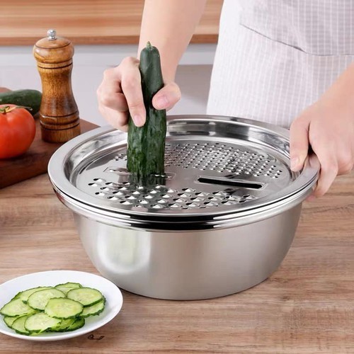 [HCM]BỘ THAU RỔ INOX 3 IN 1 CAO CẤP KHÔNG GỈ - BỘ DỤNG CỤ BÀO RAU CỦ QUẢ ĐA NĂNG KIÊM RỔ VÀ CHẬU TIỆN DỤNG