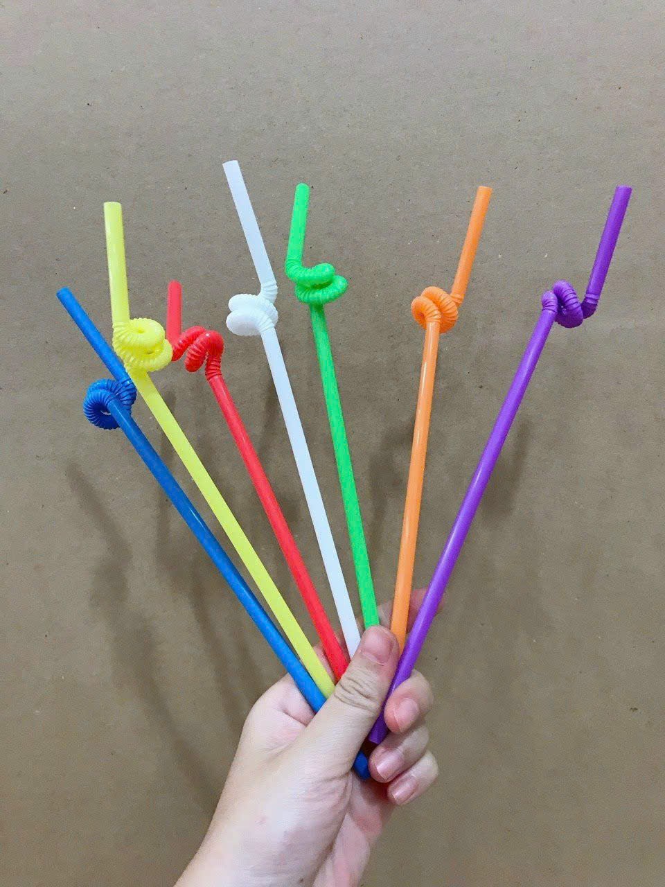 Ống hút cong bẻ đầu nhựa nhiều màu bịch 80 ống