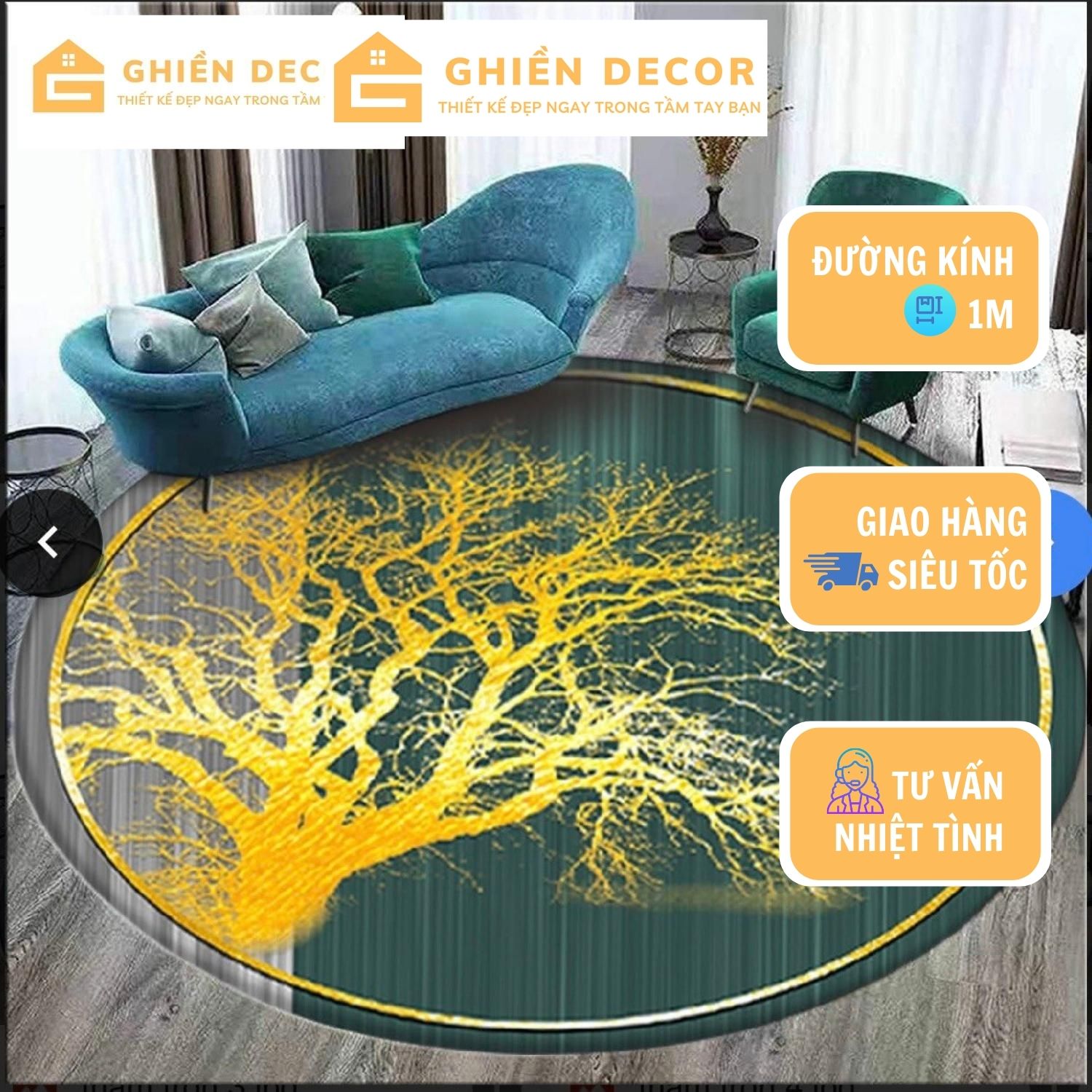 Thảm tròn bali trải sàn cao cấp có mẫu phong cách, nhiều lựa chọn, 1m– thảm trang trí phòng khách sang trọng – ghiền decor