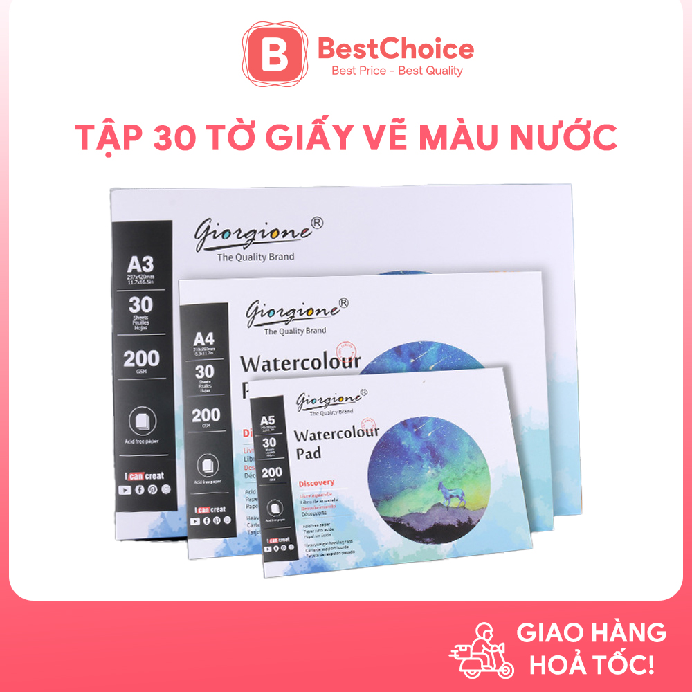 Tập 30 tờ giấy vẽ màu nước giorgione