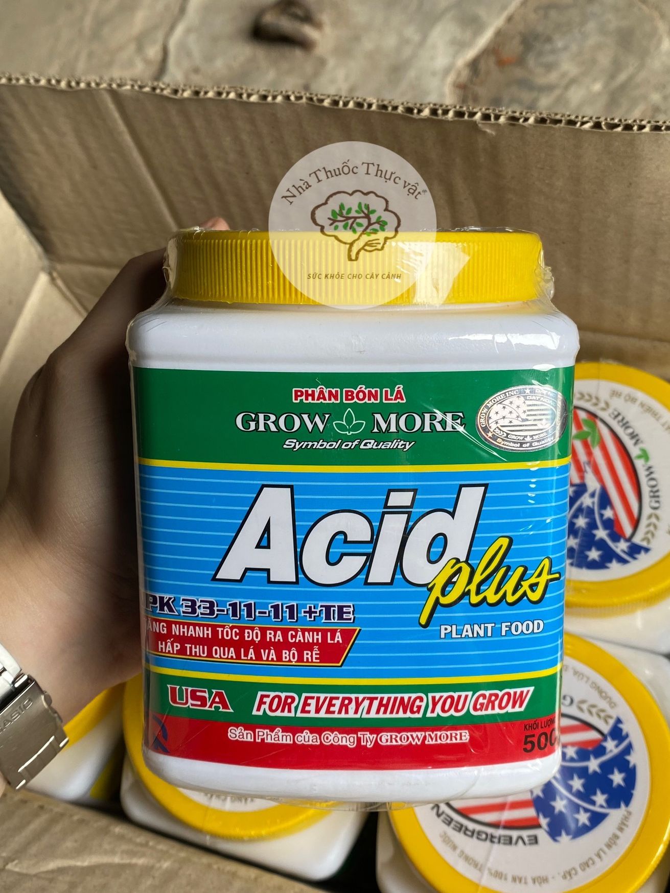 500gr phân bón lá npk grow more 33 11 11 te acid plus đâm chồi đẻ nhánh tốt