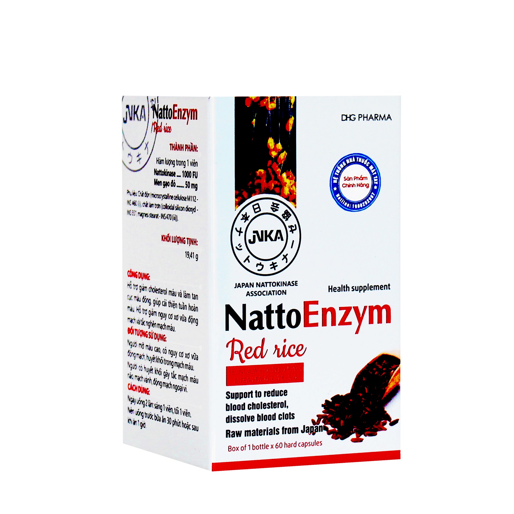 NattoEnzym RedRice nguyên liệu Nhật Bản chai 60 viên