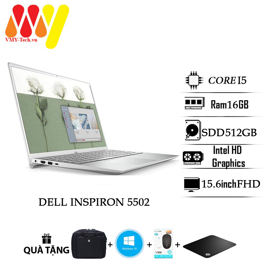 Laptop Dell Inspiron 5502 cấu hình siêu khủng, Core i5, Ram 16gb, ổ cứng SSD 512, Cạc rời VGA MX350, màn hình 15.6 Full HD, dòng ultrabook cao cấp